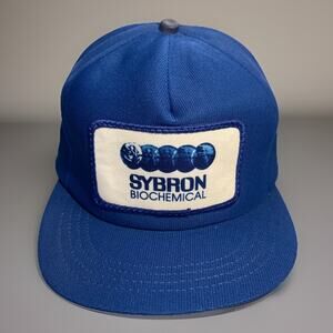 Unisex Adj Strapback Sybron BioChem Patch Spellout Hat Cap Foam Rare Vtg